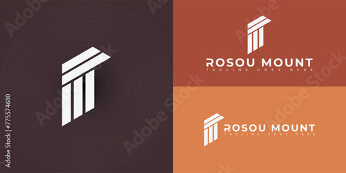 Abstract initial strip letter RM or MR logo in white color isolated on multiple background colors. The logo is suitable for accounting business and consulting company logo design inspiration templates