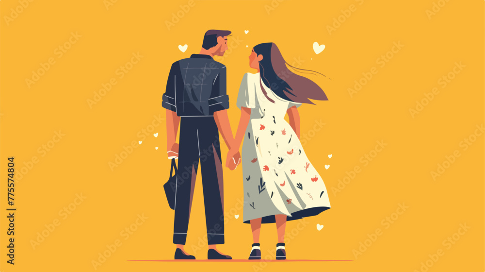Man and woman holding hands illustration 2d flat ca