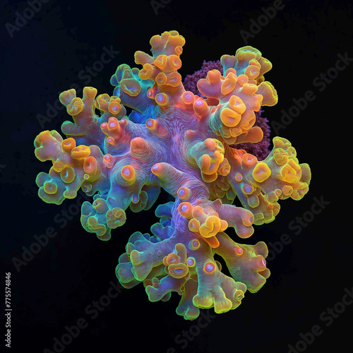 colourful fluorescent coral isolated on black background © sam