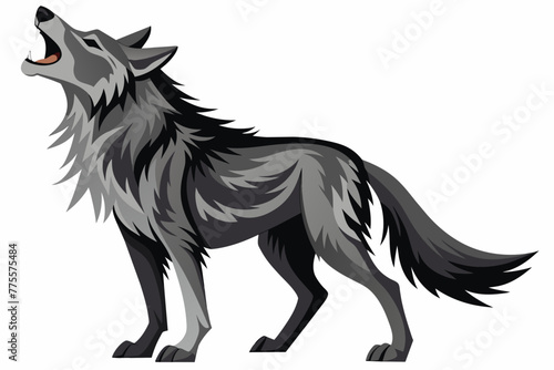 the wolf howling white background 