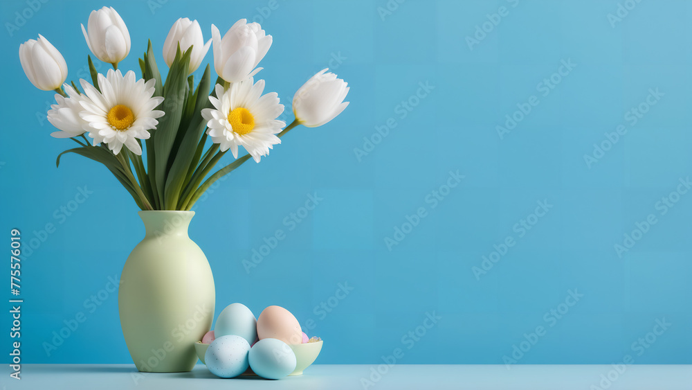 easter eggs and flowers in a vase easter eggs and flowers in a vase