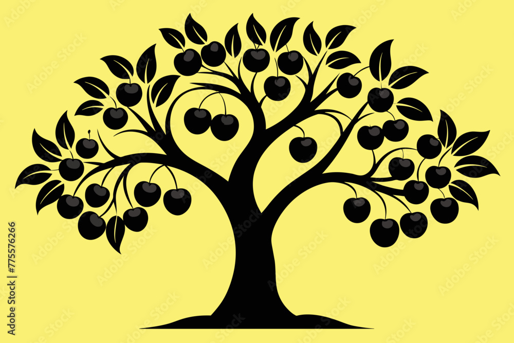 Obraz premium Black cherry tree vector design