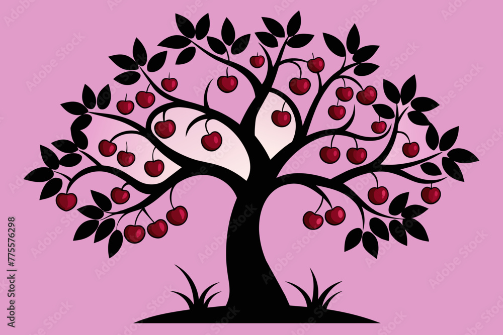 Black cherry tree vector design