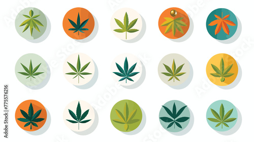 Marijuana or cannabis vector flat icon set big coll