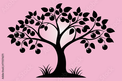 Black cherry tree vector design