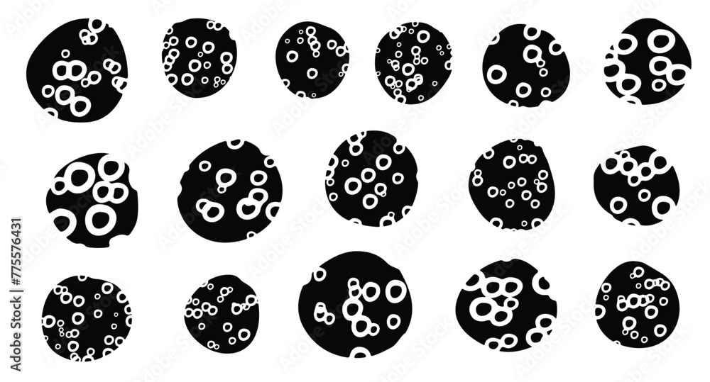 Set of Circles with Bubbles Vector Silhouette