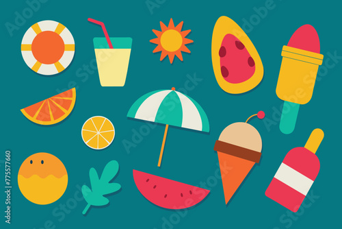 Summer Element vector Collection  Summer vector icons set for sticker