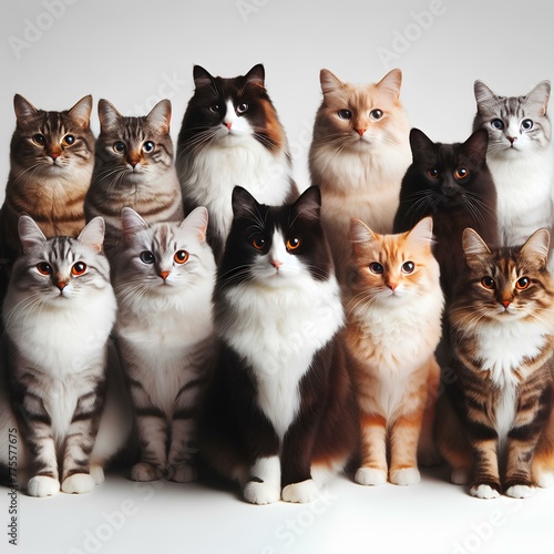 Studio image of large group of cats. © R-CHUN