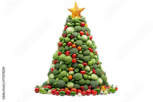 Christmas tree with Christmas decoration isolated on a Transparent background. Generative AI