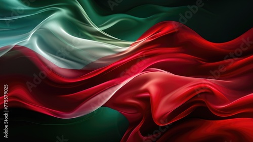 The abstract picture of the two colours of red and green colours that has been created form of the waving shiny smooth satin fabric that curved and bend around in this beauty abstract picture. AIGX01.