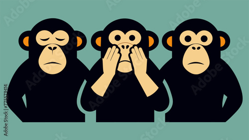 The classic hear no evil see no evil speak no evil pose representing the idea of turning a blind eye to contradicting information.