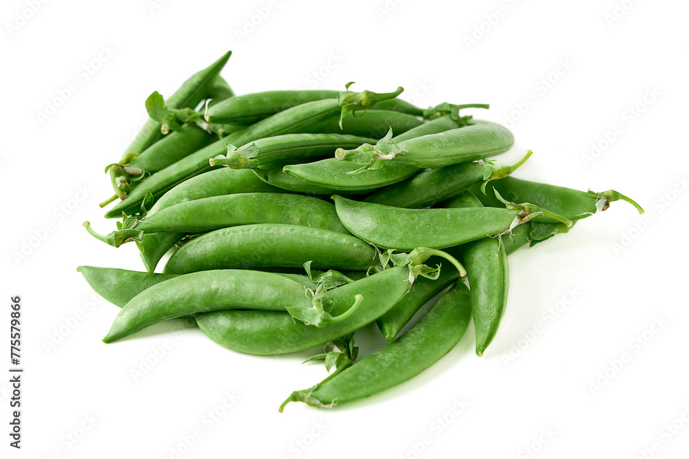 Pile of Sugar snap pea isolated on white background. Pile of Sugar snap pea isolated on white background.
