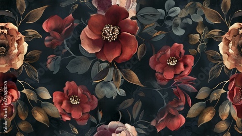 Elegant floral pattern with dark elegance touch #775580035