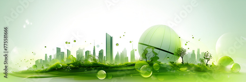 Global of Sustainable green building development goals. Environmental technology, Resource recycling, Green tech, Social, and Corporate Governance concept. photo
