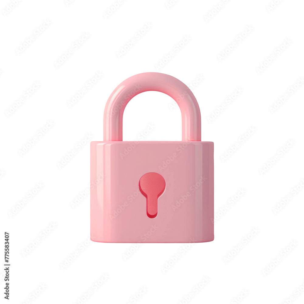 A close up of a pink padlock with a key on it A close up of a pink padlock with a key on it