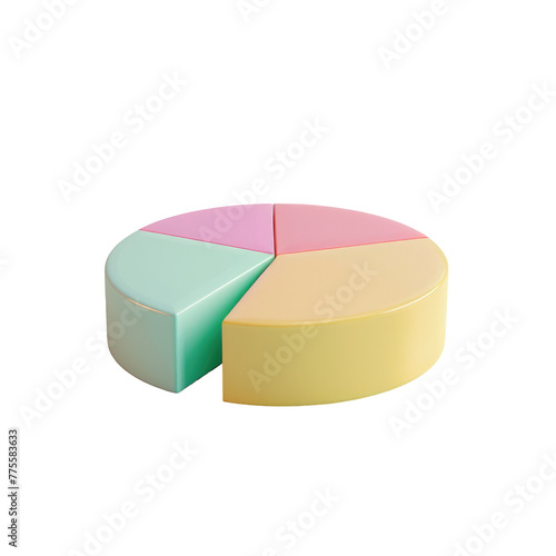 Pie chart in soft hues on a transparent backdrop