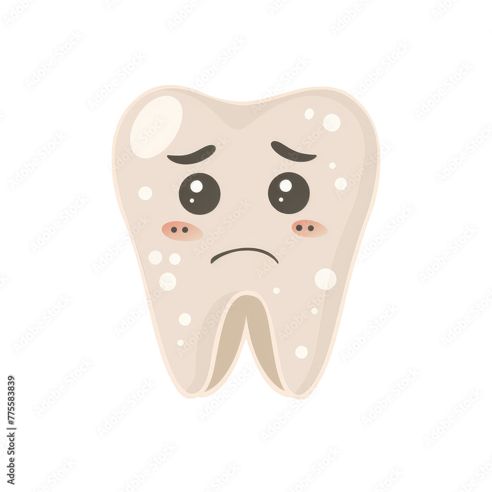 Sad tooth cartoon on Transparent Background Sad tooth cartoon on Transparent Background