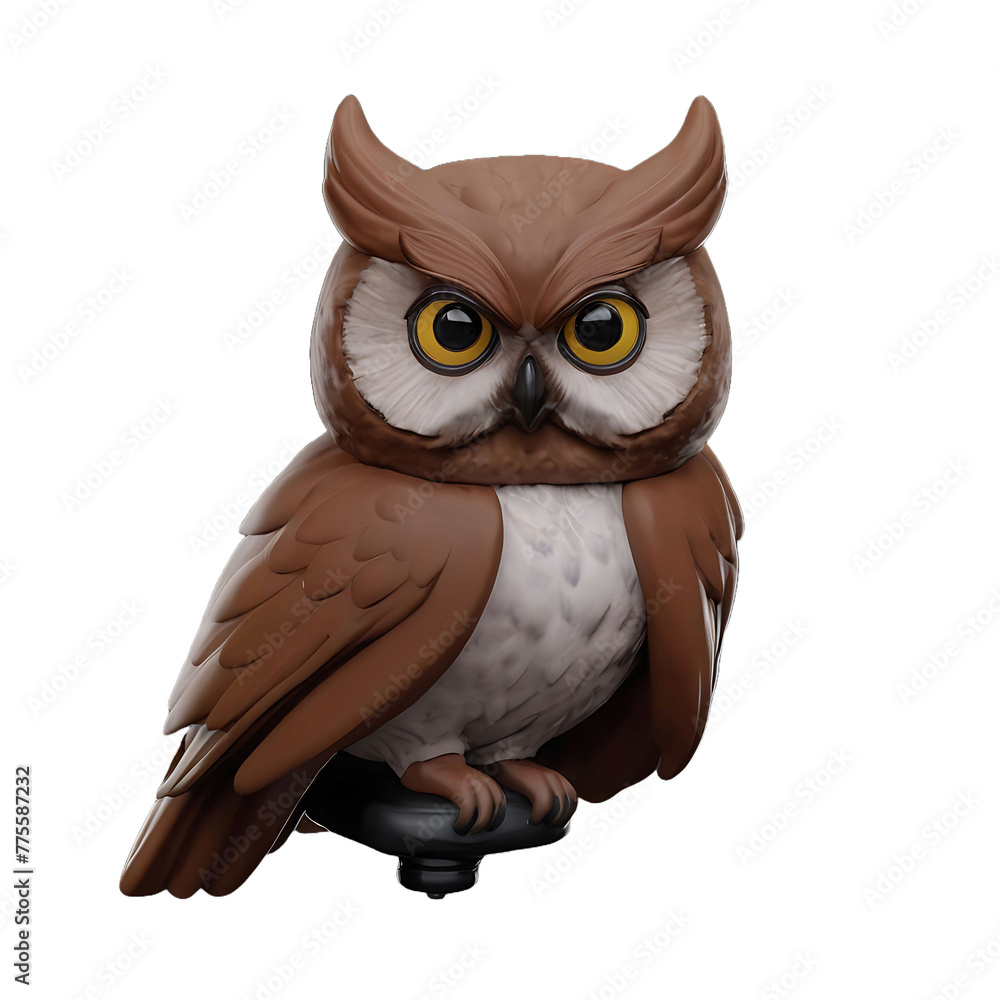 Fototapeta premium Screech Owl Animal Isolated 3d Render Illustration