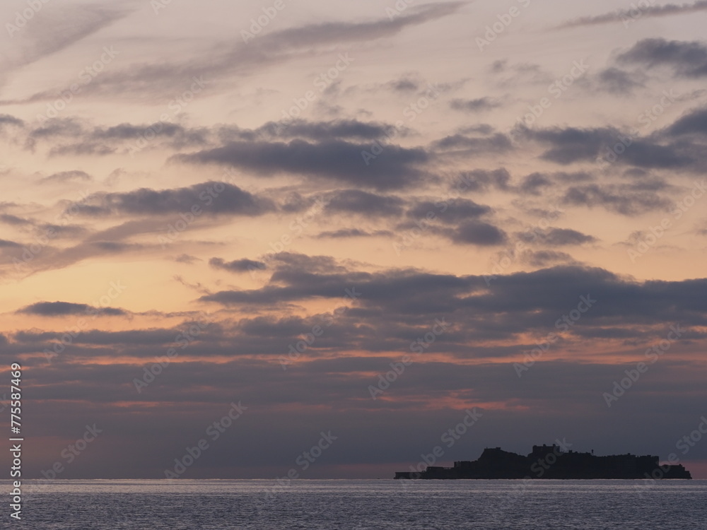 軍艦島の夕景 軍艦島の夕景