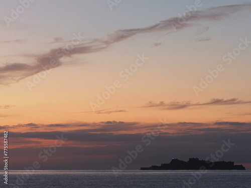 軍艦島の夕景