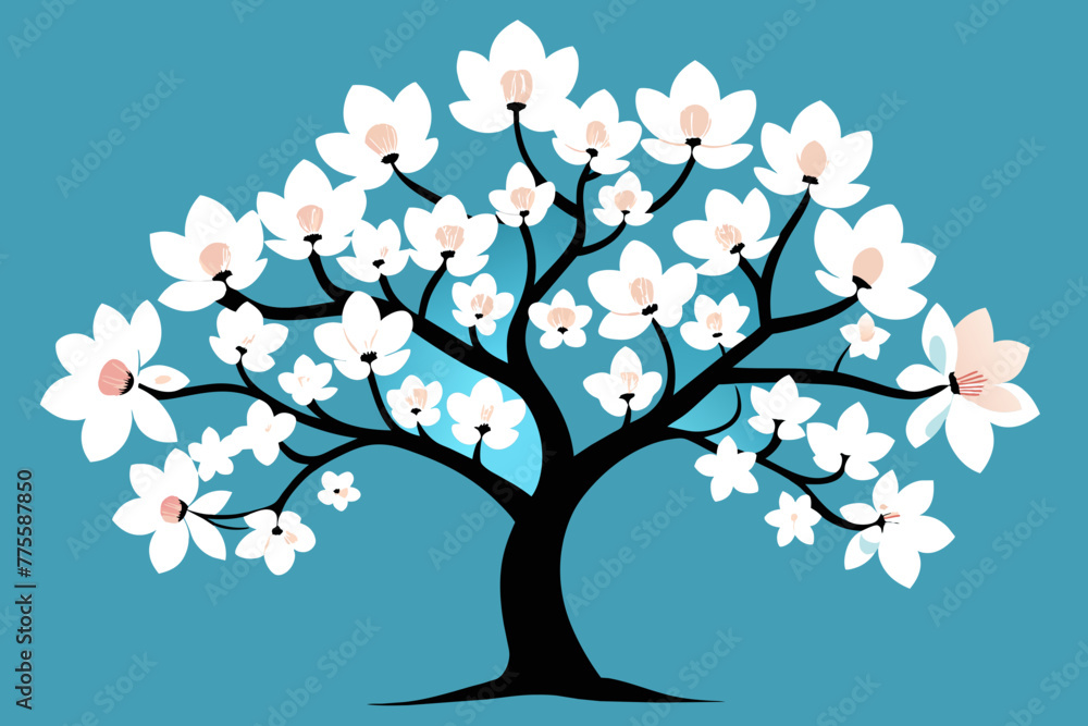 Obraz premium Flowering dogwood tree vector design