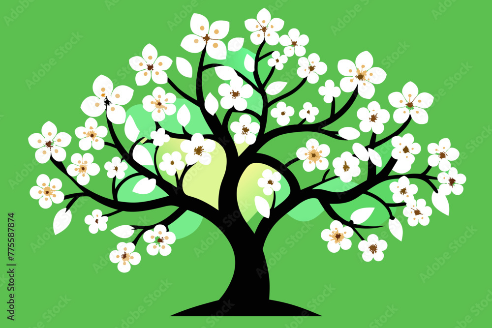 Obraz premium Flowering dogwood tree vector design