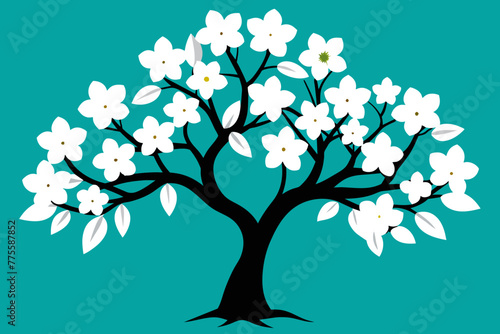 Flowering dogwood tree vector design