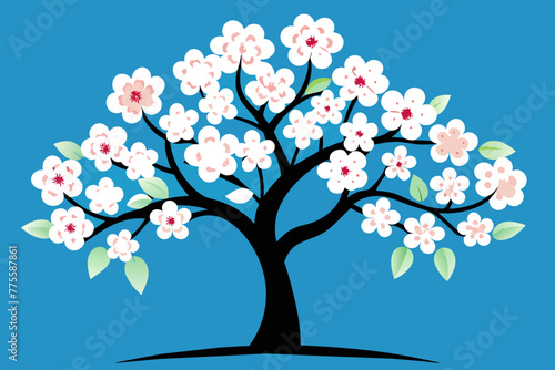 Flowering dogwood tree vector design