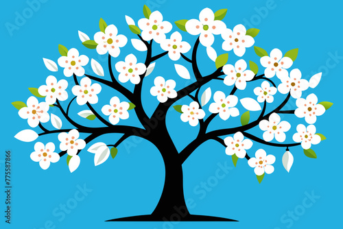 Flowering dogwood tree vector design