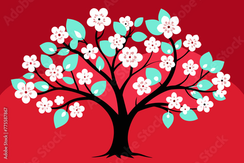 Flowering dogwood tree vector design