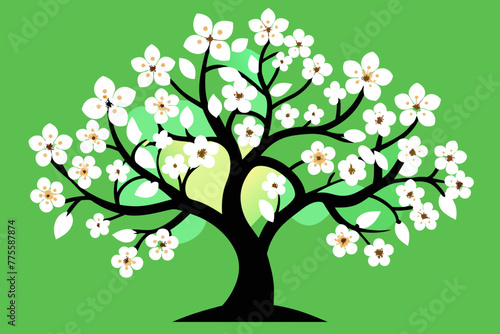 Flowering dogwood tree vector design