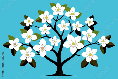 Flowering dogwood tree vector design