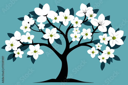 Flowering dogwood tree vector design