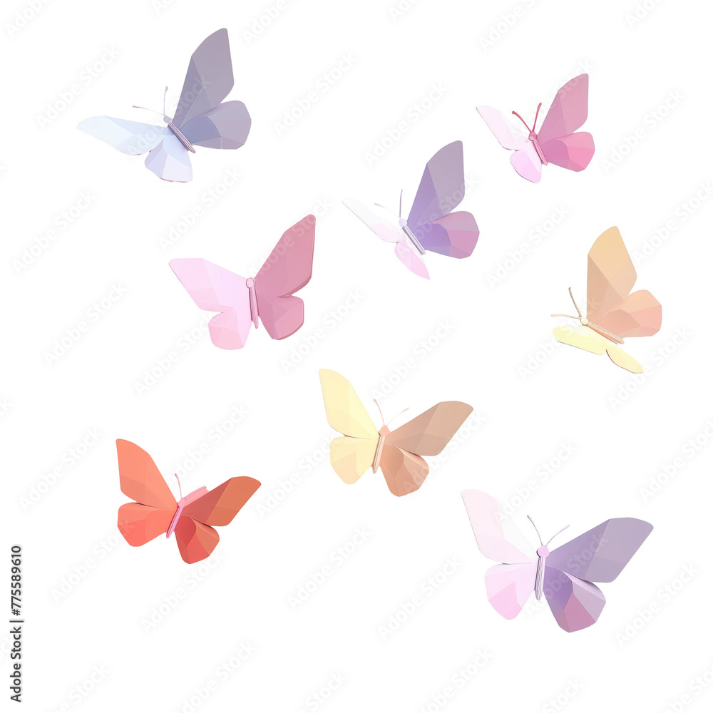 Butterflies flying in a circle on a Transparent Background Butterflies flying in a circle on a Transparent Background