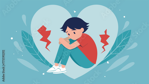 A child sitting in the middle of a broken heart representing the emotional toll of being caught in the middle of their parents battle for