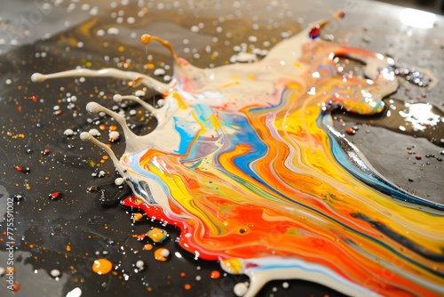 Close Up of Paint Spatula on Table photo