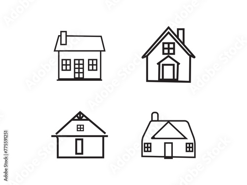 House and building line icons set isolated on a white background.House icons sing.
