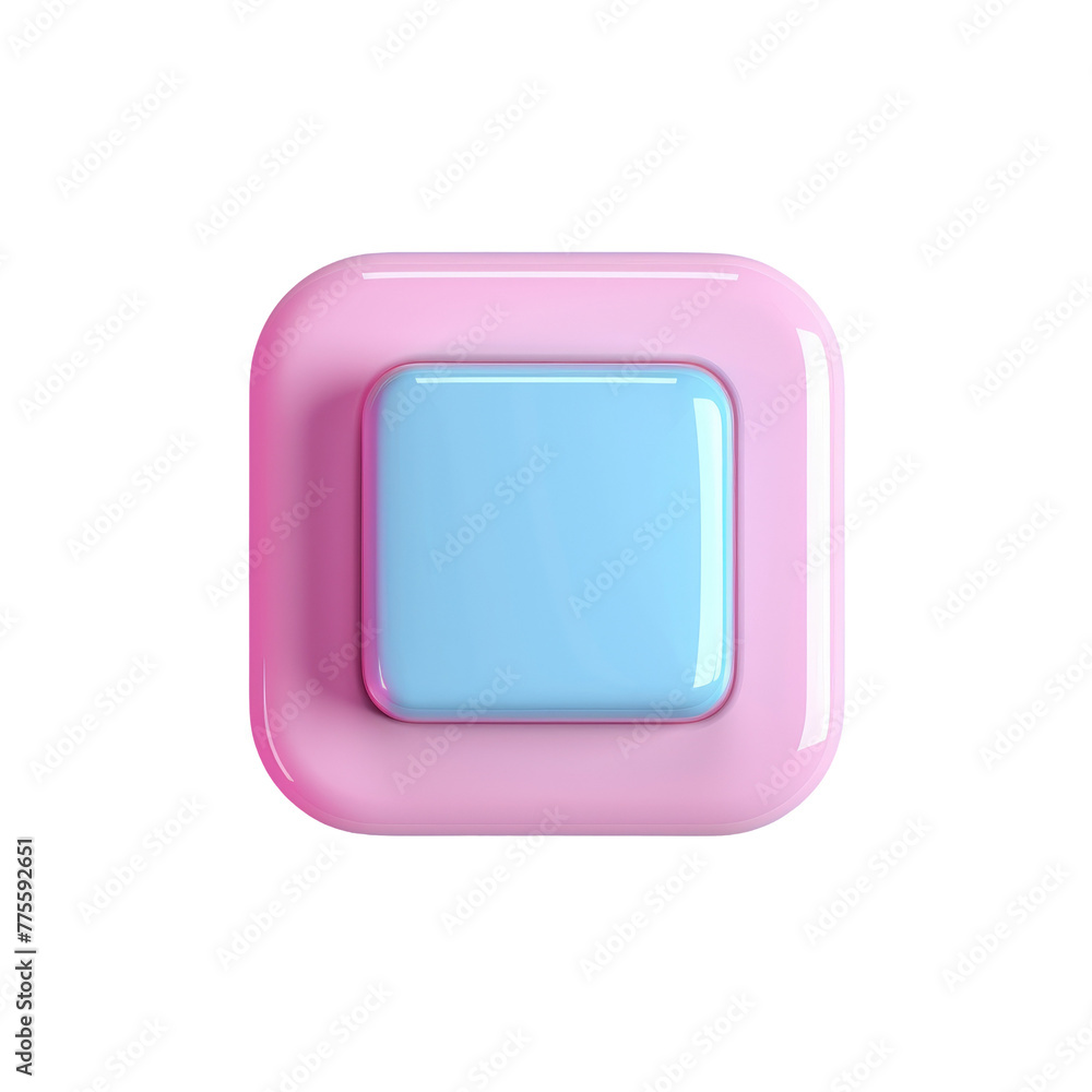 A blue button on a pink button on a Transparent Background A blue button on a pink button on a Transparent Background