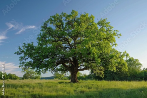 Large Green Tree in a Grassy Field