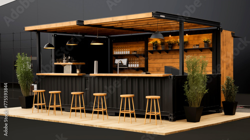 Old shipping container is converted into a chic coffee shop