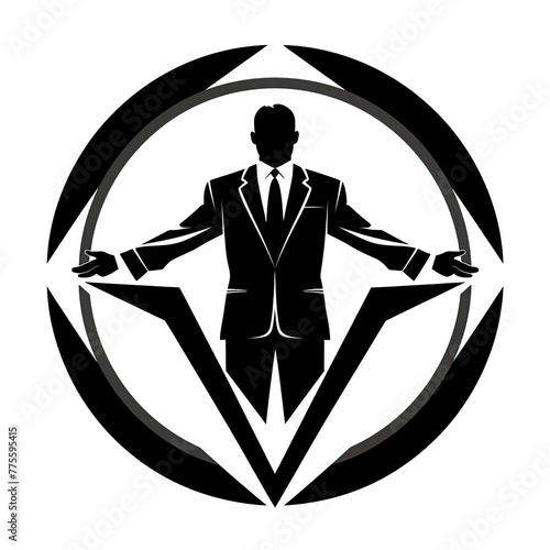 Obraz na płótnie A logo of a man wearing a black suit in a silhouette style w salonie