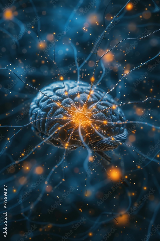 Brain with electrical impulses Brain with electrical impulses