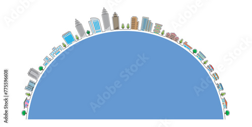 街並みのポップなイラスト