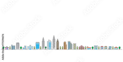 街並みのポップなイラスト