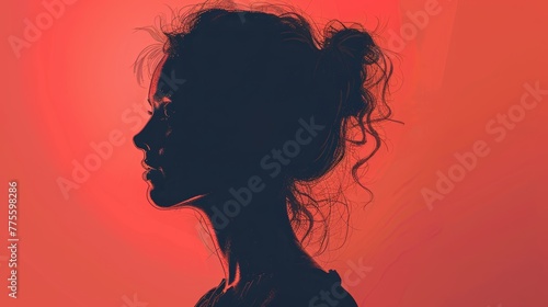 A Minimalistic Illustration of a Female Silhouette Generative AI