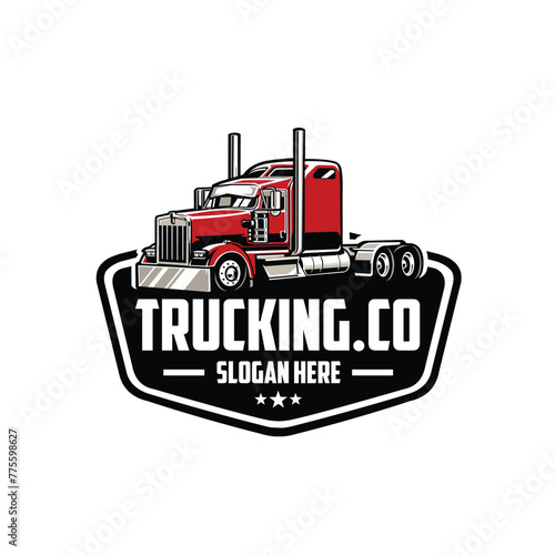 Trucking company emblem logo vector isolated. Ready made vector logo template set. Best for trucking and freight related industry