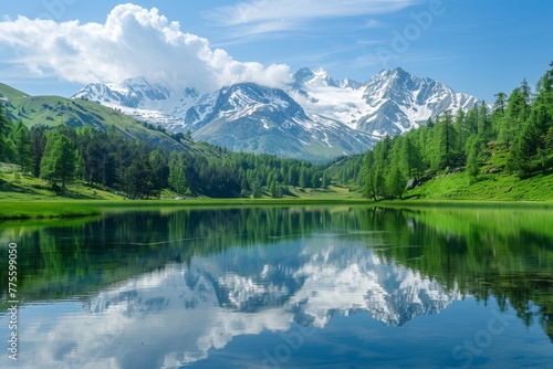 Mountain Range Reflected in Still Lake © Cool Free Games