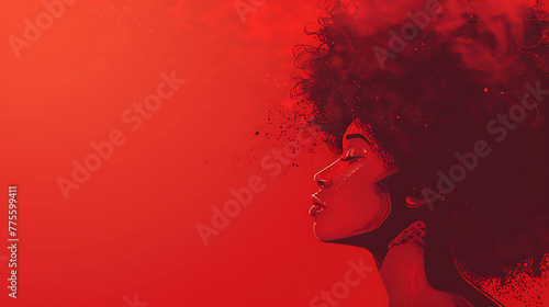 Young black African American woman illustration for fashion banner with copy space. generative ai