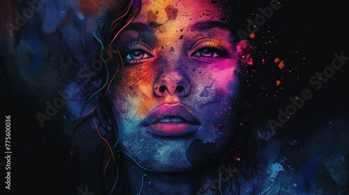 Vibrant Watercolor Portrait of a Digital Marketer Generative AI
