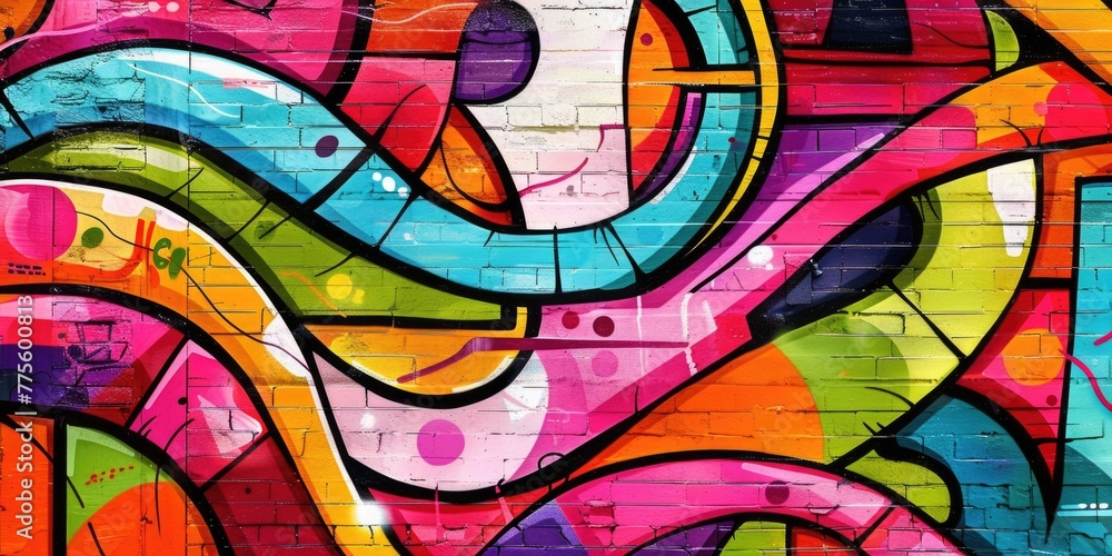 Abstract vibrant graffiti art with colorful swirls and patterns.